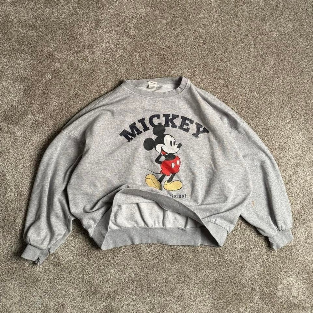 VINTAGE STYLE MICKEY MOUSE HEATHER GREY SWEATSHIRT